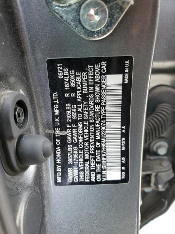 SHHFK7H65MU229074 - 2021 HONDA CIVIC EX Szary zdjęcie 12
