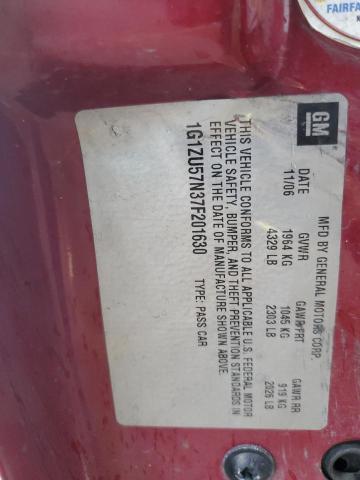 1G1ZU57N37F201630 - 2007 CHEVROLET MALIBU LTZ წითელი ფოტო 12