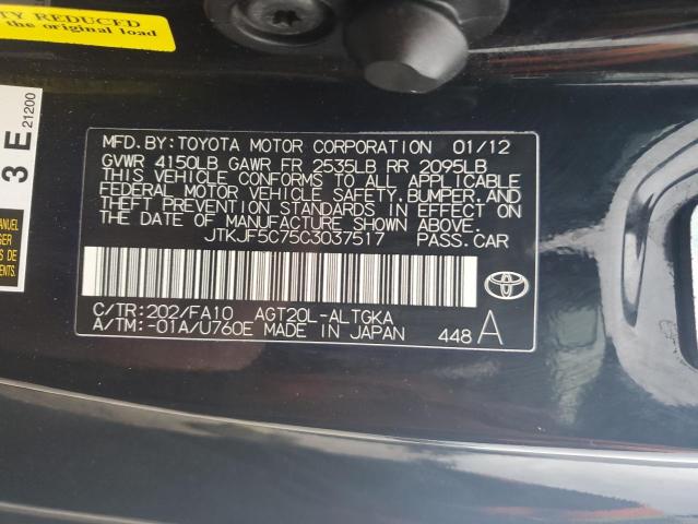 JTKJF5C75C3037517 - 2012 TOYOTA SCION TC 黑色 照片 12