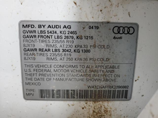 WA1CNAFY6K2096882 - 2019 AUDI Q5 PRESTIGE 白色 照片 13