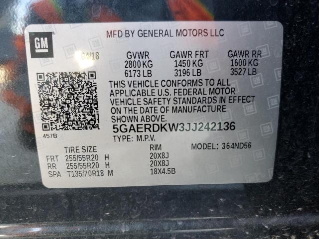 5GAERDKW3JJ242136 - 2018 BUICK ENCLAVE AVENIR 蓝色 照片 12