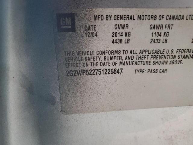 2G2WP522751229647 - 2005 PONTIAC GRAND PRIX 蓝色 照片 12