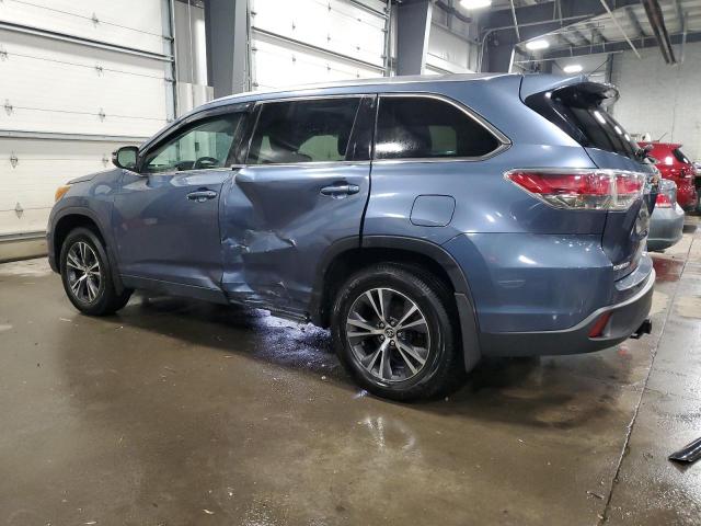 5TDJKRFH3GS307542 - 2016 TOYOTA HIGHLANDER XLE BLUE photo 2