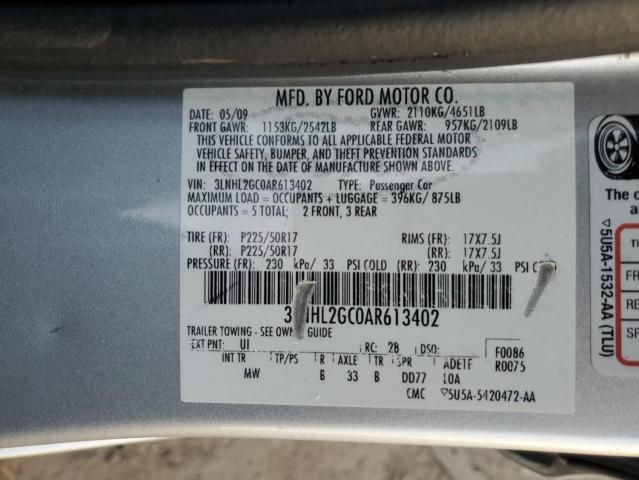 3LNHL2GC0AR613402 - 2010 LINCOLN MKZ SILVER photo 12