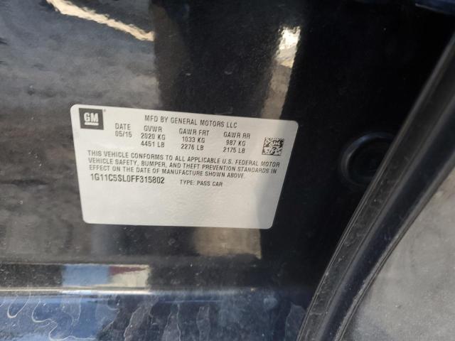 1G11C5SL0FF315802 - 2015 CHEVROLET MALIBU 1LT შავი ფოტო 12