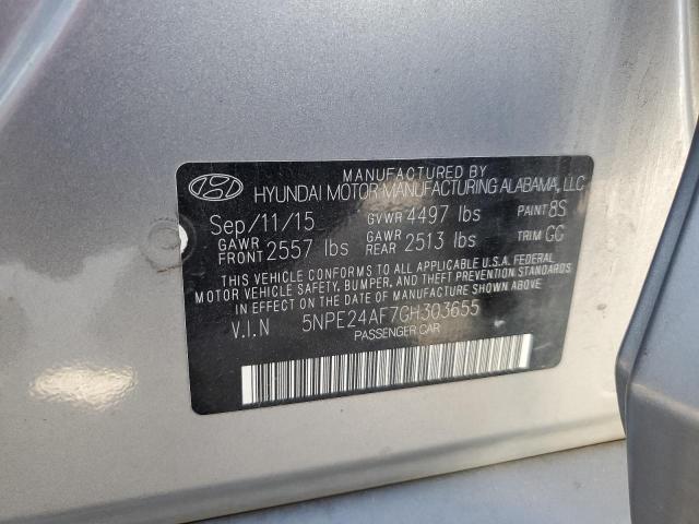 5NPE24AF7GH303655 - 2016 HYUNDAI SONATA SE SILVER photo 12