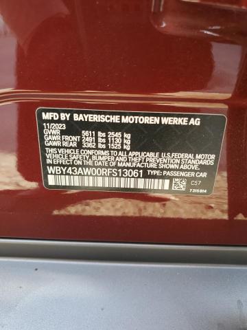 WBY43AW00RFS13061 - 2024 BMW I4 EDRIVE 35 BURGUNDY photo 13