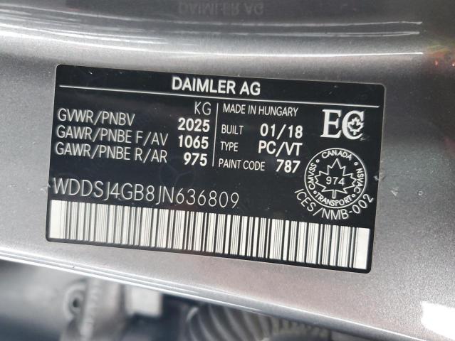 WDDSJ4GB8JN636809 - 2018 MERCEDES-BENZ CLA 250 4MATIC GRAY photo 13