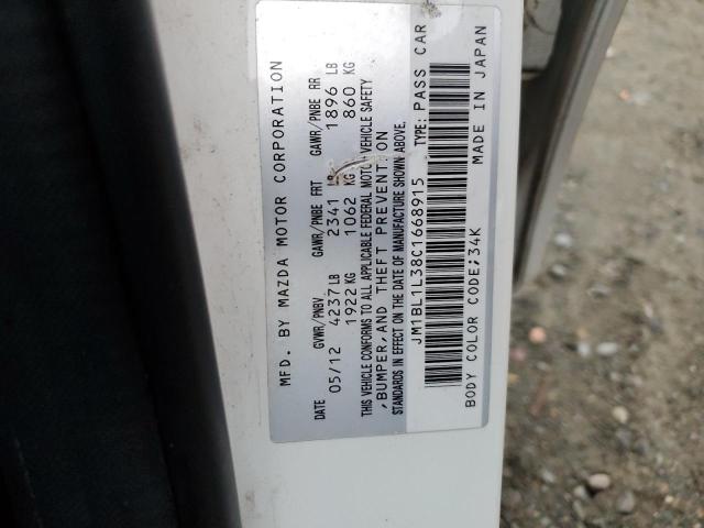JM1BL1L38C1668915 - 2012 MAZDA SPEED 3 WHITE photo 13