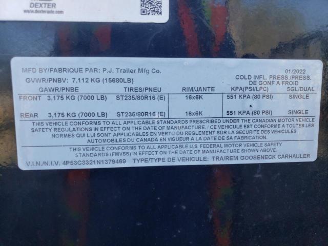 4P53C3321N1379469 - 2022 PJ TRAILER BLACK photo 10