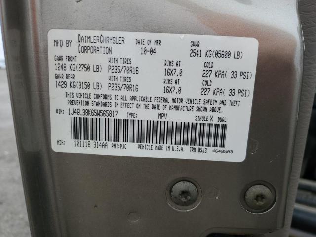 1J4GL38K65W565817 - 2005 JEEP LIBERTY RENEGADE 金色 照片 12