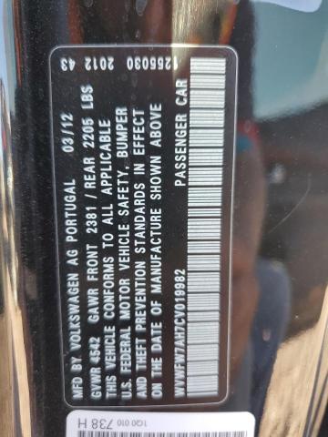 WVWFW7AH7CV019982 - 2012 VOLKSWAGEN EOS LUX 黑色 照片 12