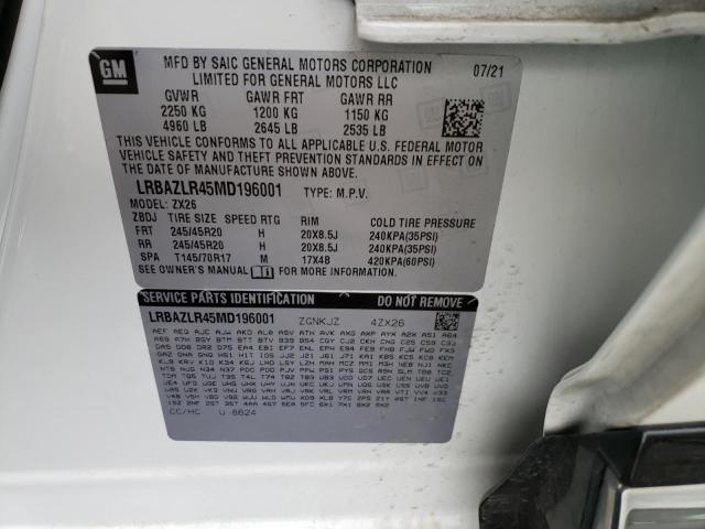 LRBAZLR45MD196001 - 2021 BUICK ENVISION PREFERRED WHITE photo 14