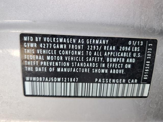 WVWDB7AJ5DW121847 - 2013 VOLKSWAGEN GOLF Արծաթագույն լուսանկար 12