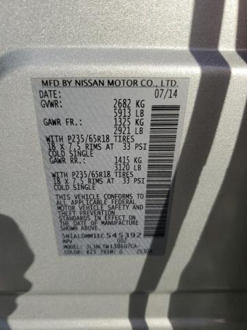 5N1AL0MM1EC545392 - 2014 INFINITI QX60 SILVER photo 13