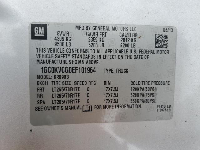 1GC0KVCG0EF101964 - 2014 CHEVROLET SILVERADO K2500 HEAVY DUTY SILVER photo 12