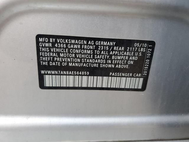 WVWMN7AN8AE564859 - 2010 VOLKSWAGEN CC SPORT SILVER photo 12
