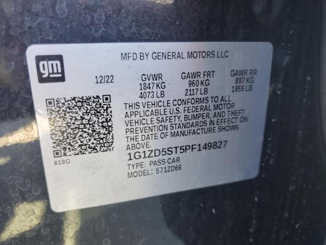 1G1ZD5ST5PF149827 - 2023 CHEVROLET MALIBU LT BLACK photo 12