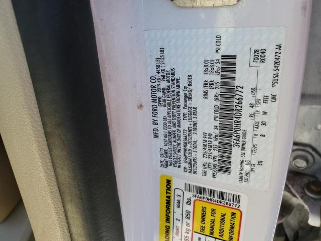 3FA6P0HR4DR266772 - 2013 FORD FUSION SE WHITE photo 12