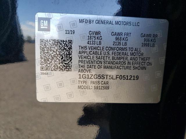 1G1ZG5ST5LF051219 - 2020 CHEVROLET MALIBU RS BLACK photo 13