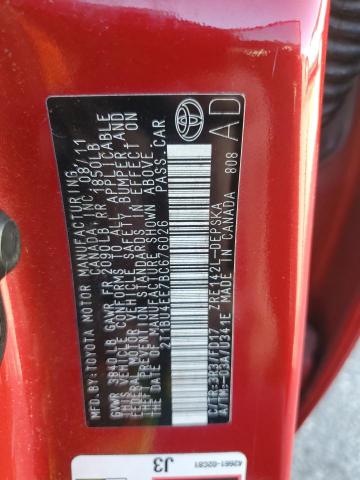 2T1BU4EE7BC676026 - 2011 TOYOTA COROLLA BASE Qırmızı foto 13