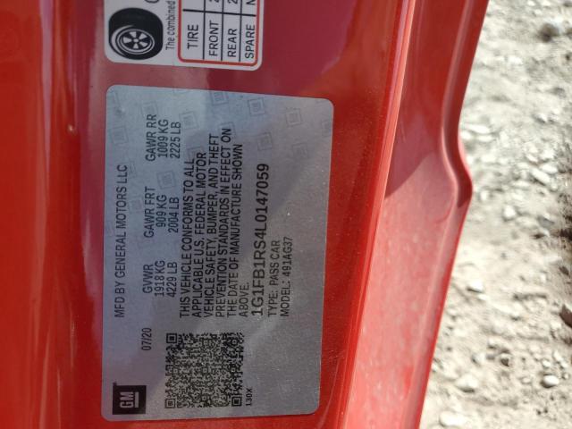 1G1FB1RS4L0147059 - 2020 CHEVROLET CAMARO LS RED photo 12