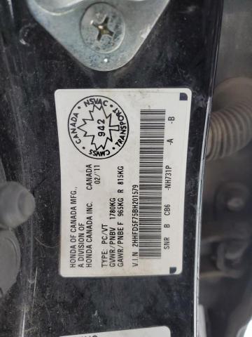 2HHFD5F75BH201579 - 2011 ACURA CSX TECHNOLOGY BLACK photo 12