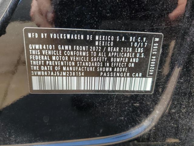 3VWB67AJ5JM238154 - 2018 VOLKSWAGEN JETTA SE BLACK photo 12