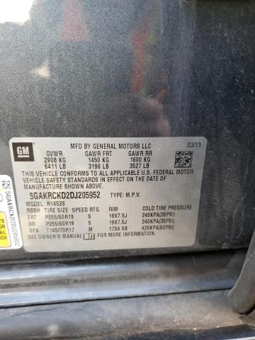 5GAKRCKD2DJ205952 - 2013 BUICK ENCLAVE GRAY photo 14