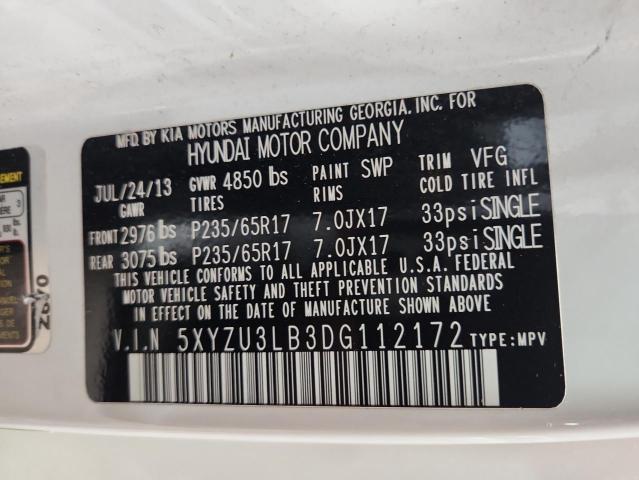 5XYZU3LB3DG112172 - 2013 HYUNDAI SANTA FE S თეთრი ფოტო 13