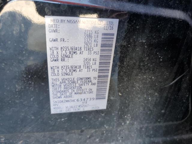 5N1DR2MN3HC634739 - 2017 NISSAN PATHFINDER S BLACK photo 13