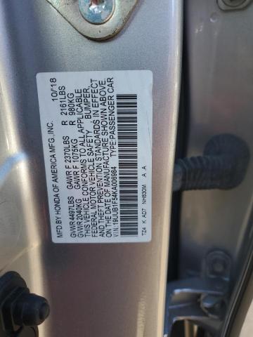 19UUB1F54KA006984 - 2019 ACURA TLX TECHNOLOGY SILVER photo 13
