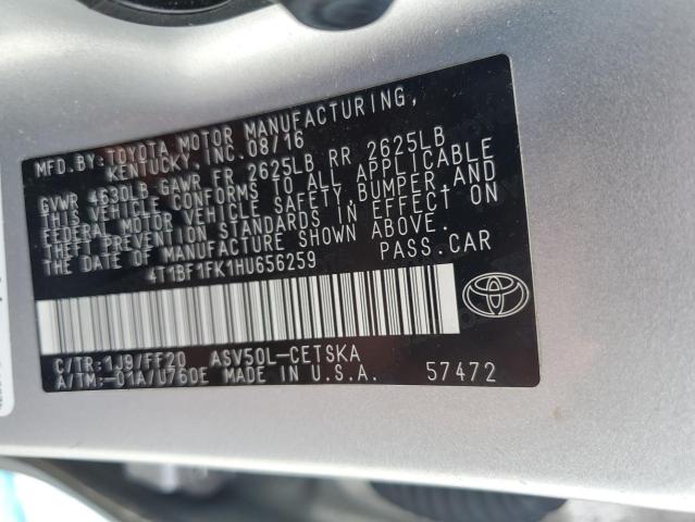 4T1BF1FK1HU656259 - 2017 TOYOTA CAMRY LE SILVER photo 12