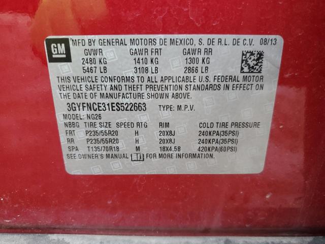 3GYFNCE31ES522663 - 2014 CADILLAC SRX PERFORMANCE COLLECTION Bordeaux photo 13