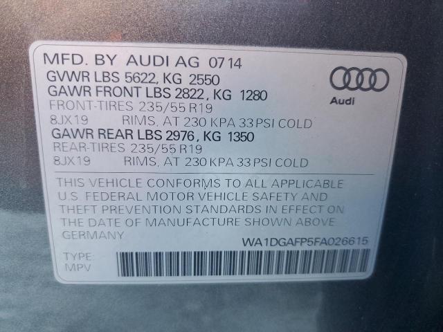 WA1DGAFP5FA026615 - 2015 AUDI Q5 PREMIUM PLUS GRAY photo 13