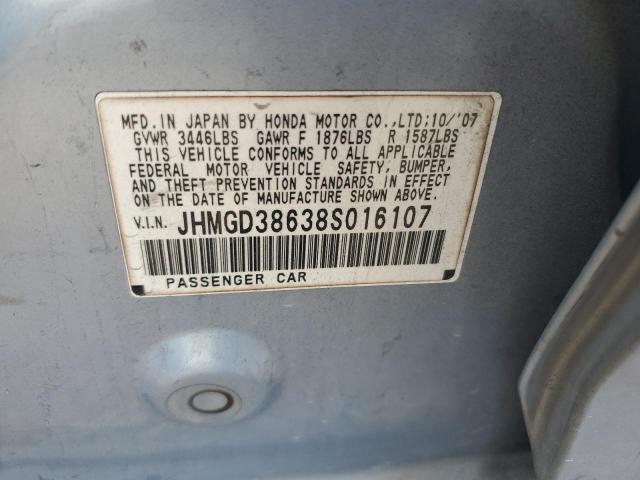 JHMGD38638S016107 - 2008 HONDA FIT SPORT BLUE photo 12