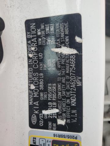 KNDJT2A62D7754668 - 2013 KIA SOUL + WHITE photo 12