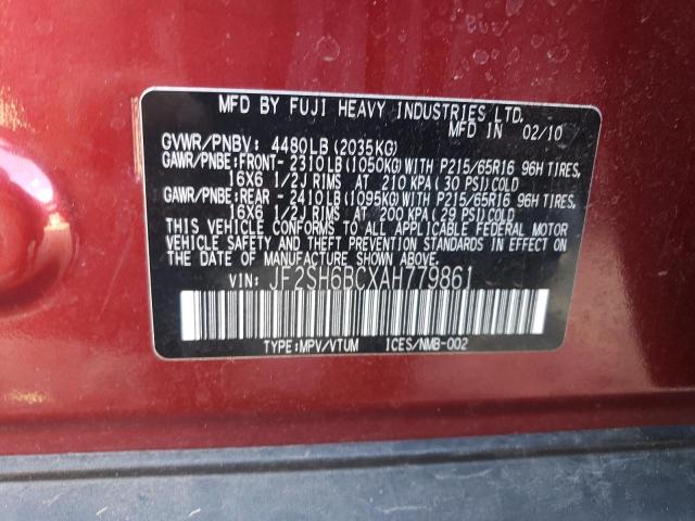 JF2SH6BCXAH779861 - 2010 SUBARU FORESTER XS Rojo foto 13