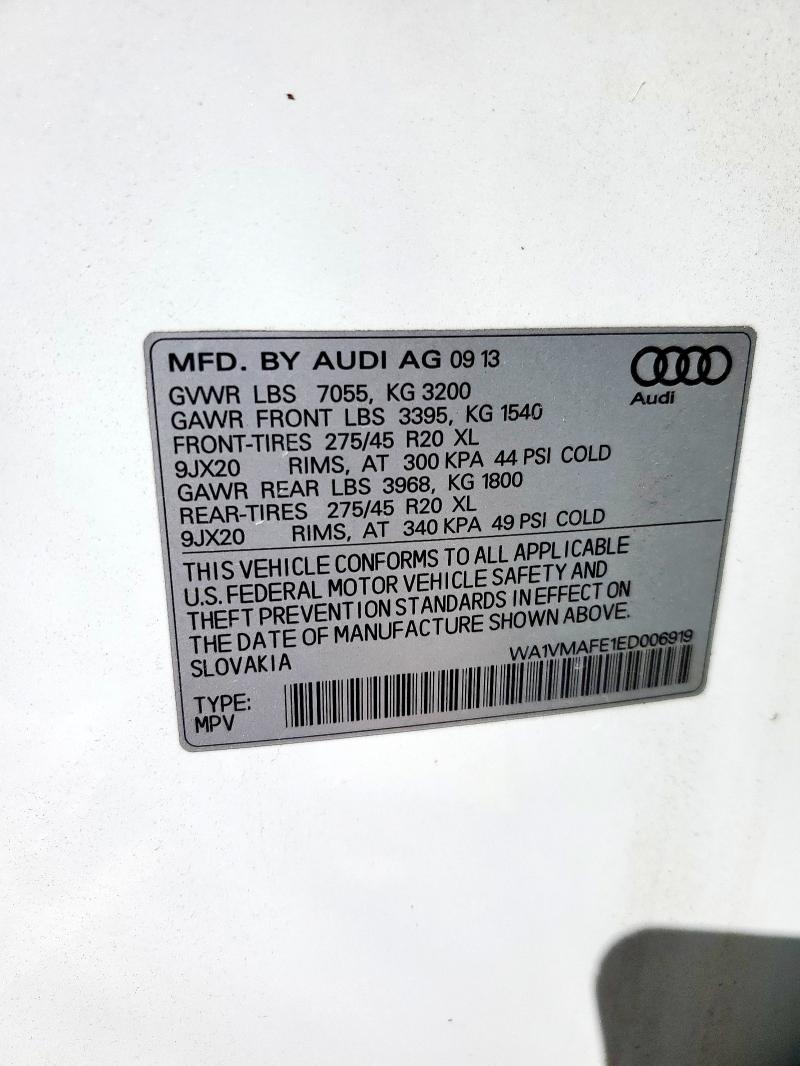 WA1VMAFE1ED006919 - 2014 AUDI Q7 PRESTIGE أبيض صورة 14