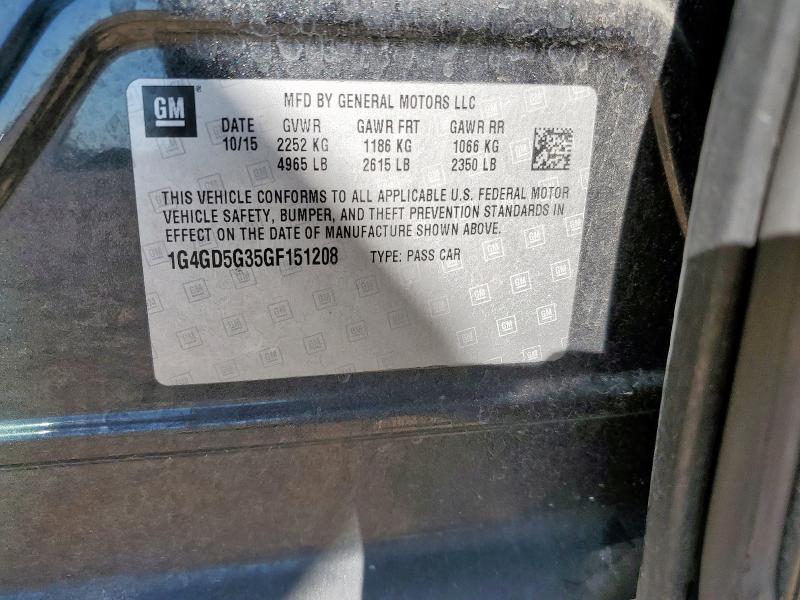 1G4GD5G35GF151208 - 2016 BUICK LACROSSE PREMIUM Сұр фото 13