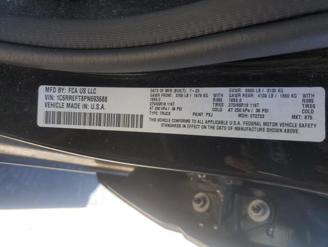 1C6RREFT8PN693688 - 2023 RAM 1500 BIG HORN/LONE STAR BLACK photo 12