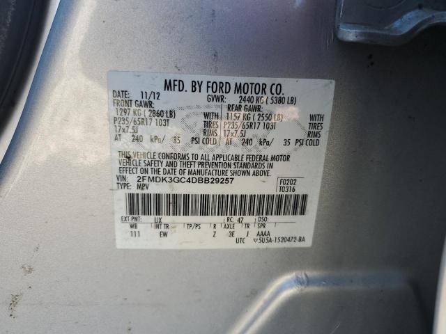 2FMDK3GC4DBB29257 - 2013 FORD EDGE SE SILVER photo 13