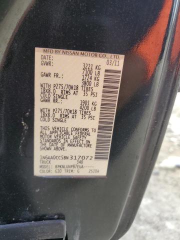 1N6AA0CC5BN317072 - 2011 NISSAN TITAN S BLACK photo 12