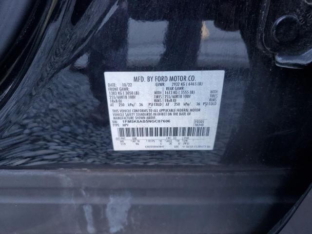 1FM5K8AB5NGC07606 - 2022 FORD EXPLORER POLICE INTERCEPTOR أسود صورة 14