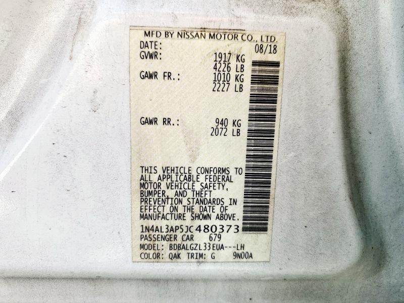 1N4AL3AP5JC480373 - 2018 NISSAN ALTIMA 2.5 WHITE photo 12