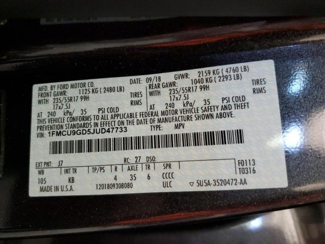 1FMCU9GD5JUD47733 - 2018 FORD ESCAPE SE GRAY photo 14