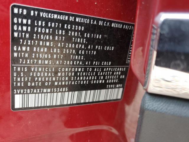 3VV2B7AX7MM153485 - 2021 VOLKSWAGEN TIGUAN SE Qırmızı foto 14