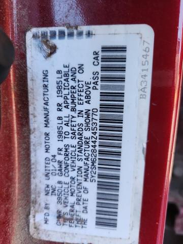 5Y2SM62844Z453770 - 2004 PONTIAC VIBE წითელი ფოტო 12