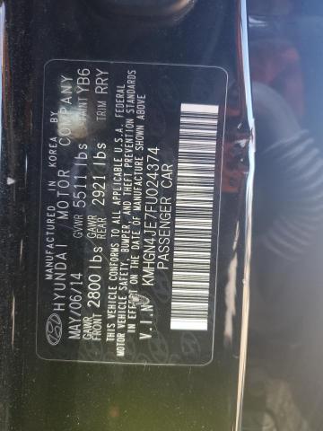 KMHGN4JE7FU024374 - 2015 HYUNDAI GENESIS 3.8L 黑色 照片 12