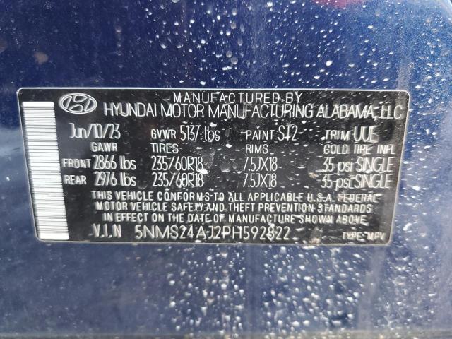 5NMS24AJ2PH592822 - 2023 HYUNDAI SANTA FE SEL BLUE photo 13